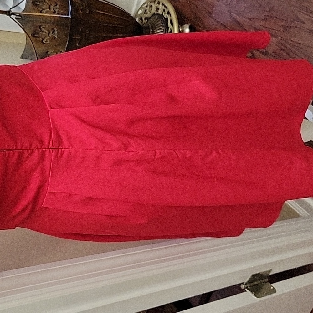 Victoria's Secret rosy red Vneck sleeveless dress empire waist full skirt 0 EUC… - Picture 6 of 9